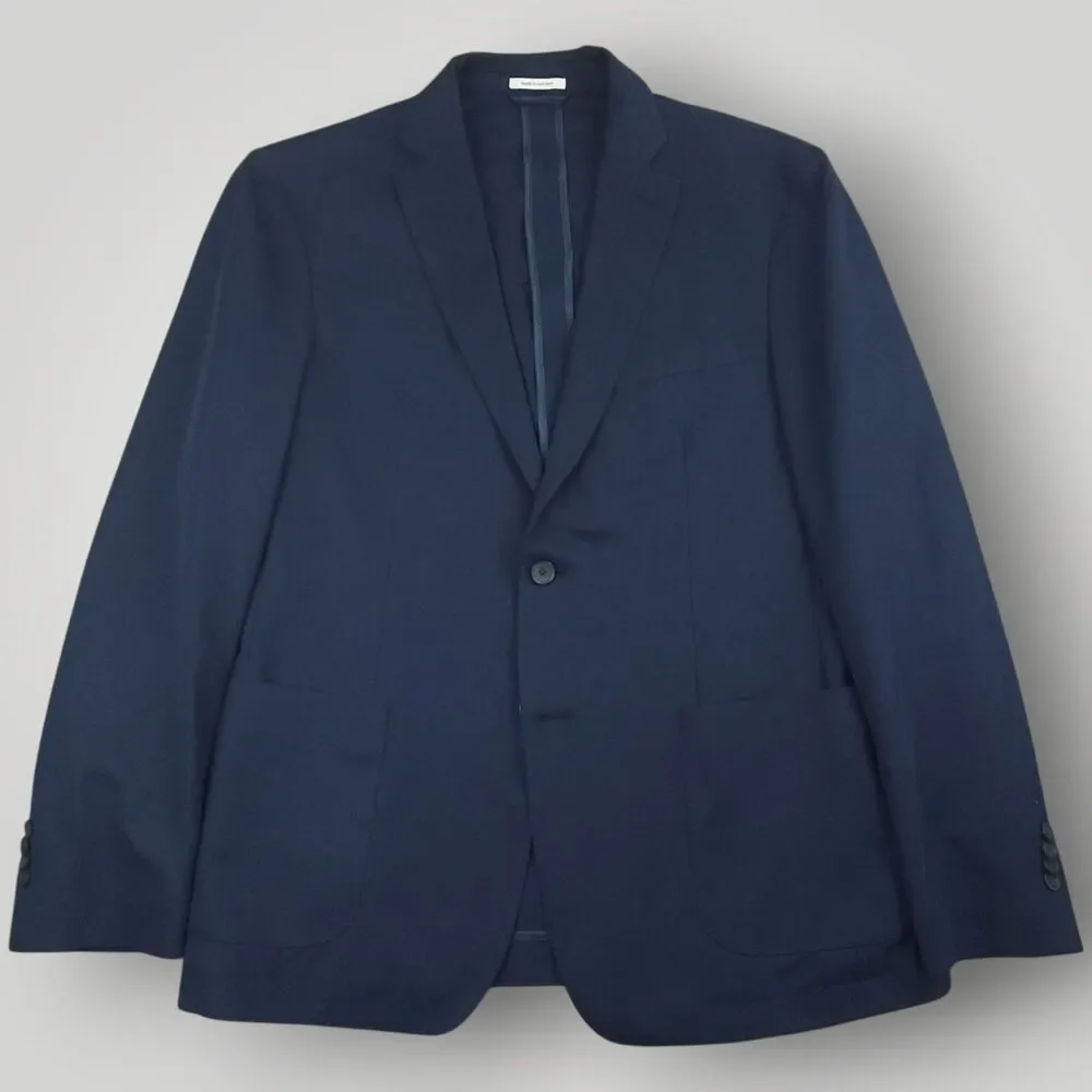 Bar III Sport Coat Mens 42R Unstructured Hopsack Patch Pocket Cotton Blend Navy